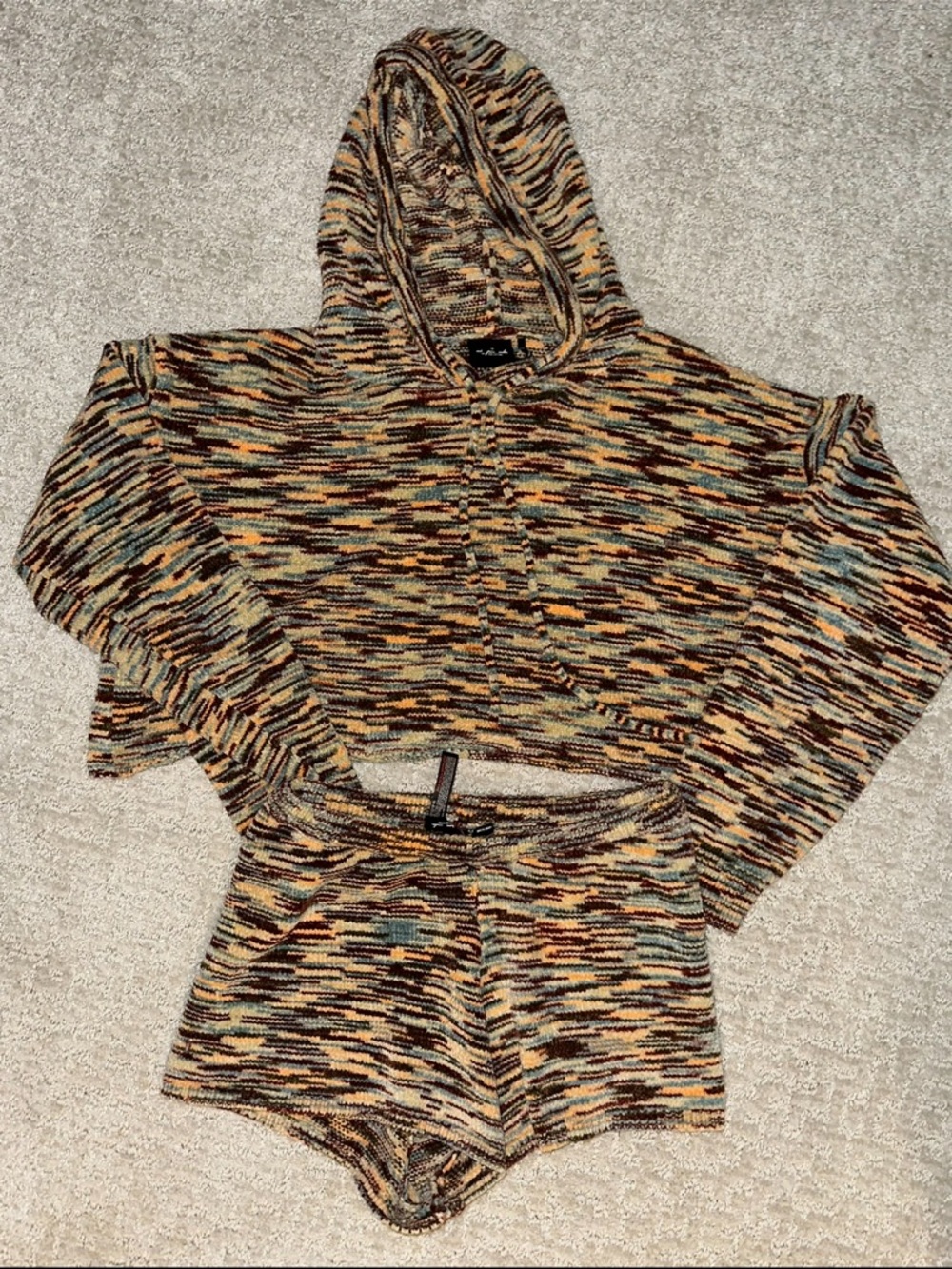 Urban Outfitters Multicolor Striped Knit Hoodie Set